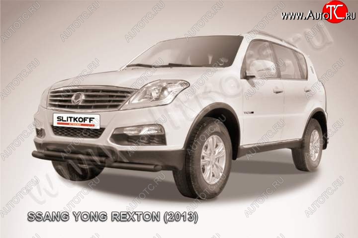 10 999 р. Защита переднего бампер Slitkoff SSANGYONG Rexton Y290 (2012-2017) (Цвет: серебристый)  с доставкой в г. Королёв