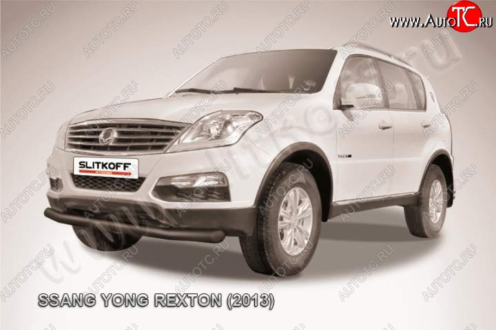 8 999 р. Защита переднего бампер Slitkoff SSANGYONG Rexton Y290 (2012-2017) (Цвет: серебристый)  с доставкой в г. Королёв