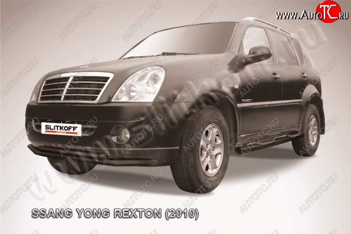 9 999 р. Защита переднего бампер Slitkoff  SSANGYONG Rexton  Y250 (2006-2012) (Цвет: серебристый)  с доставкой в г. Королёв