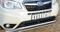 25 599 р. Защита переднего бампера (2 трубыØ63 мм, волна, нержавейка) SLITKOFF Subaru Forester SJ дорестайлинг (2012-2016)  с доставкой в г. Королёв. Увеличить фотографию 2