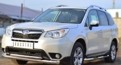 23 799 р. Защита переднего бампера (2 трубыØ76 и 63 мм, нержавейка) SLITKOFF Subaru Forester SJ дорестайлинг (2012-2016)  с доставкой в г. Королёв. Увеличить фотографию 2