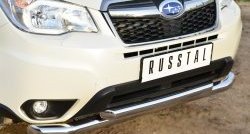 23 799 р. Защита переднего бампера (2 трубыØ76 и 63 мм, нержавейка) SLITKOFF Subaru Forester SJ дорестайлинг (2012-2016)  с доставкой в г. Королёв. Увеличить фотографию 3