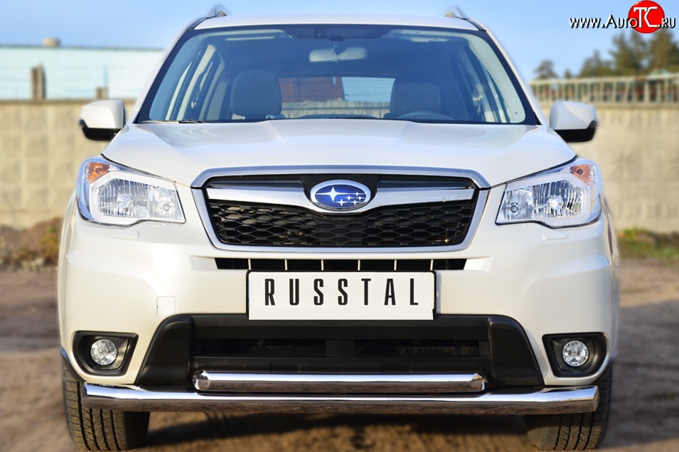 23 799 р. Защита переднего бампера (2 трубыØ76 и 63 мм, нержавейка) SLITKOFF Subaru Forester SJ дорестайлинг (2012-2016)  с доставкой в г. Королёв