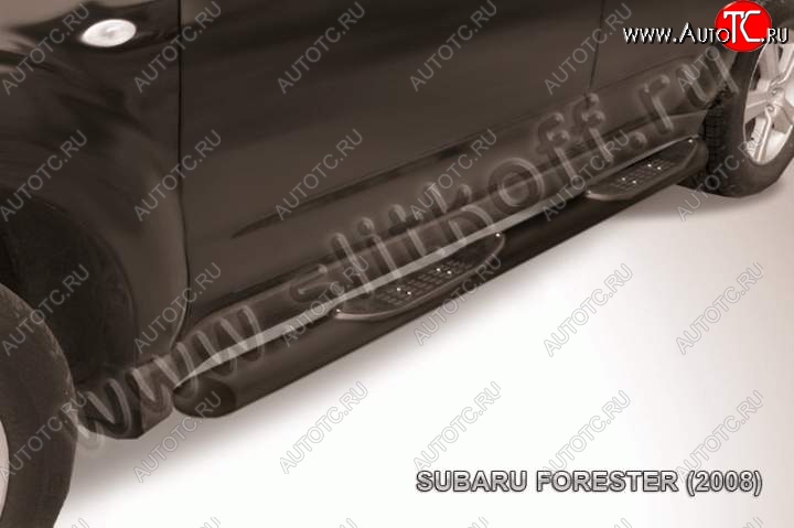 13 749 р. Защита порогов Slitkoff Subaru Forester SH (2008-2013) (Цвет: серебристый)  с доставкой в г. Королёв