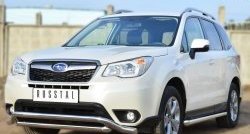 13 849 р. Защита порогов из круглой трубы диаметром 63 мм Russtal Subaru Forester SJ дорестайлинг (2012-2016) (Защита порогов с со скосами на торцах (вариант 1))  с доставкой в г. Королёв. Увеличить фотографию 4