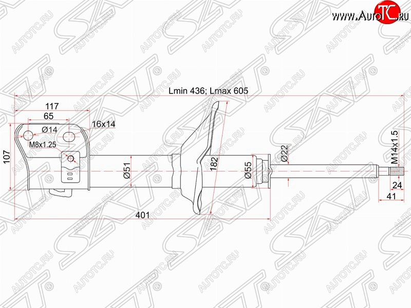 3 499 р. Правый амортизатор передний SAT Subaru Forester SF рестайлинг (2000-2002)  с доставкой в г. Королёв