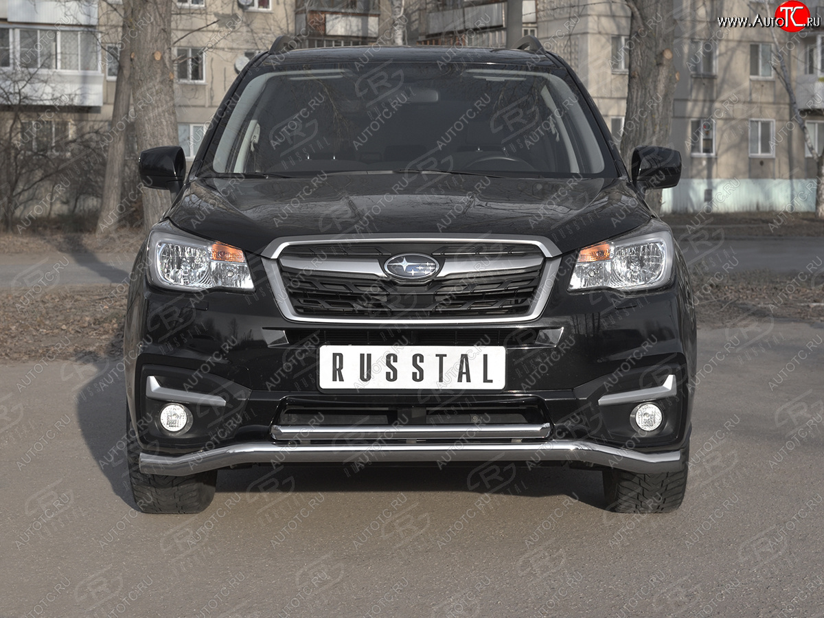 27 999 р. Защита переднего бампера (2 трубы Ø63 и 42 мм, нержавейка) SLITKOFF Subaru Forester SJ рестайлинг (2016-2019)  с доставкой в г. Королёв