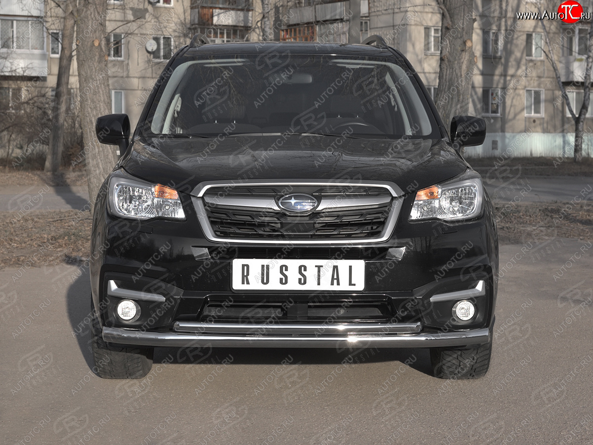 24 599 р. Защита переднего бампера SLITKOFF d63 секции-d42 дуга Subaru Forester SJ рестайлинг (2016-2019)  с доставкой в г. Королёв