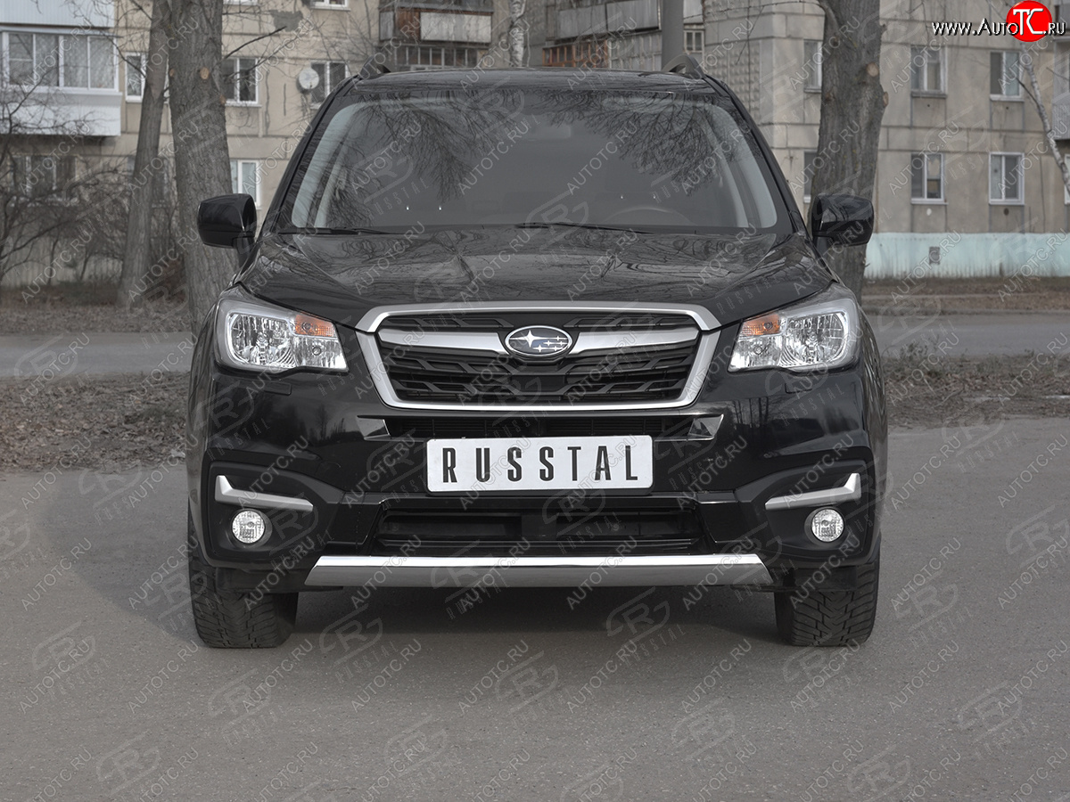 15 649 р. Защита переднего бампера (Ø75x42 мм, нержавейка) Russtal Subaru Forester SJ рестайлинг (2016-2019)  с доставкой в г. Королёв