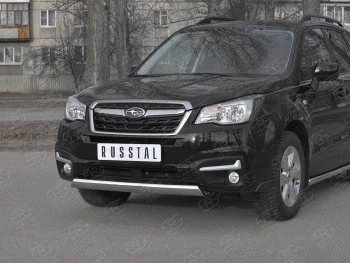 15 649 р. Защита переднего бампера (Ø75x42 мм, нержавейка) Russtal Subaru Forester SJ рестайлинг (2016-2019)  с доставкой в г. Королёв. Увеличить фотографию 2