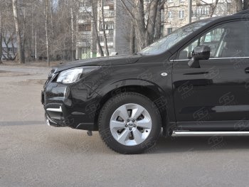 15 649 р. Защита переднего бампера (Ø75x42 мм, нержавейка) Russtal Subaru Forester SJ рестайлинг (2016-2019)  с доставкой в г. Королёв. Увеличить фотографию 3