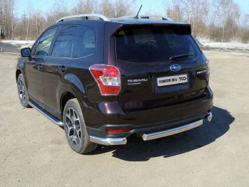 Защита заднего бампера (уголки овальные) ТСС 75х42 мм Subaru Forester SJ рестайлинг (2016-2019) ()