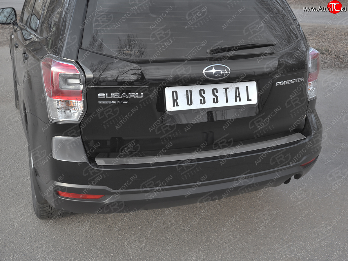 2 599 р. Защитная накладка заднего бампера на Russtal Subaru Forester SJ рестайлинг (2016-2019) (Нержавейка полированная)  с доставкой в г. Королёв