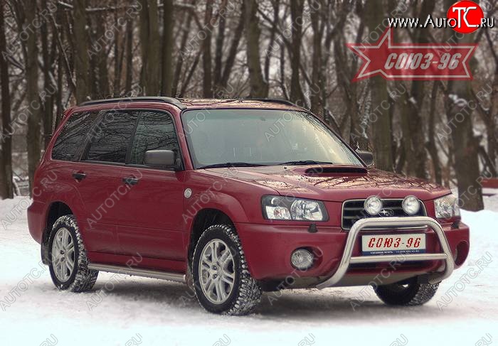 9 224 р. Защита переднего бампера Souz-96 (d60) Subaru Forester SG дорестайлинг (2002-2005)  с доставкой в г. Королёв