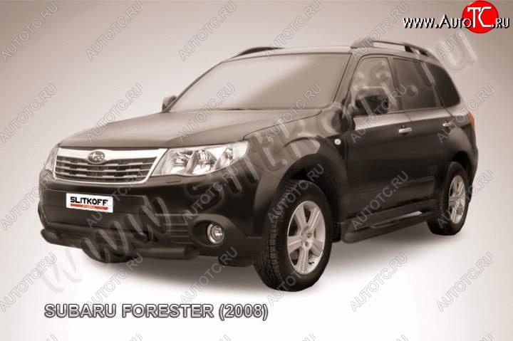 11 399 р. Защита переднего бампер Slitkoff  Subaru Forester  SH (2008-2013) (Цвет: серебристый)  с доставкой в г. Королёв