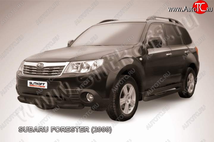 11 299 р. Защита переднего бампер Slitkoff  Subaru Forester  SH (2008-2013) (Цвет: серебристый)  с доставкой в г. Королёв