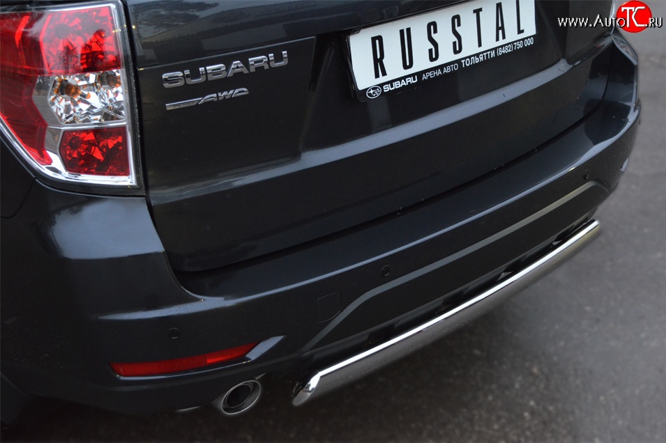 16 599 р. Защита заднего бампера (Ø75x42 мм, нержавейка) Russtal Subaru Forester SH (2008-2013)  с доставкой в г. Королёв