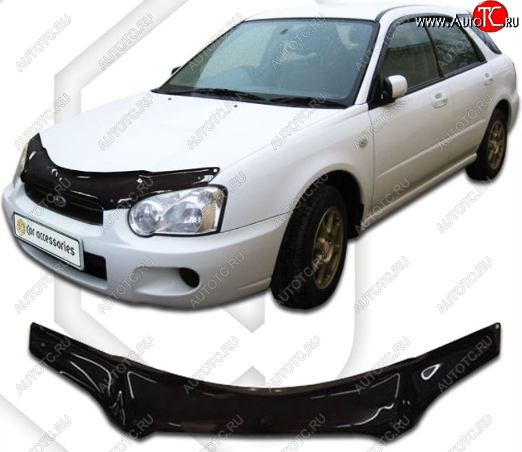 2 099 р. Дефлектор капота (GD2, GDA) CA-Plastiс  Subaru Impreza ( GD,  GG) (2002-2005) седан 1-ый рестайлинг, хэтчбэк 1-ый рестайлинг (Classic черный, Без надписи)  с доставкой в г. Королёв