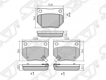 Колодки тормозные SAT (задние) Subaru (Субару) Impreza (Импреза) ( GD,  GG) (2000-2007) GD, GG седан дорестайлинг, хэтчбэк дорестайлинг, седан 1-ый рестайлинг, хэтчбэк 1-ый рестайлинг, седан 2-ой рестайлинг, хэтчбэк 2-ой рестайлинг