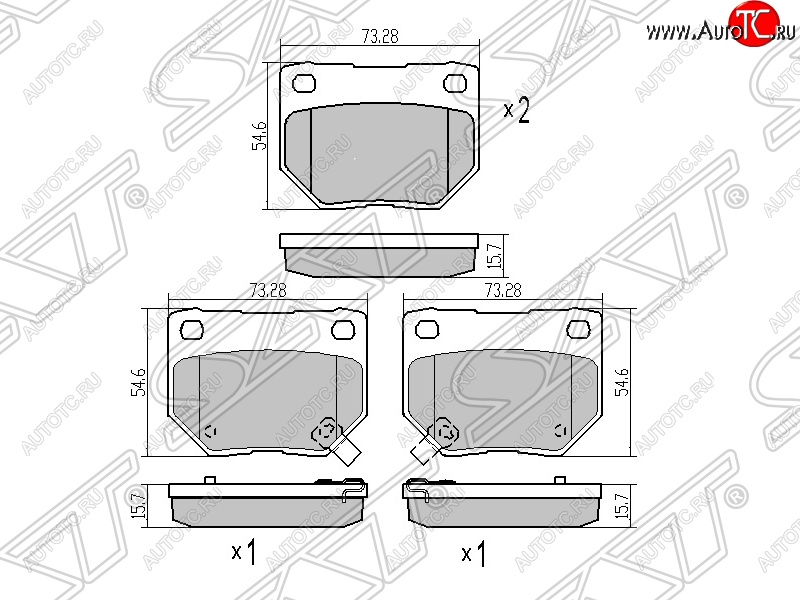 1 199 р. Колодки тормозные SAT (задние)  Subaru Impreza ( GD,  GG) (2000-2007) седан дорестайлинг, хэтчбэк дорестайлинг, седан 1-ый рестайлинг, хэтчбэк 1-ый рестайлинг, седан 2-ой рестайлинг, хэтчбэк 2-ой рестайлинг  с доставкой в г. Королёв