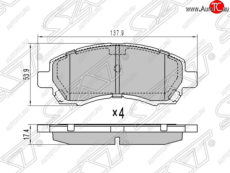 1 239 р. Колодки тормозные SAT (передние)  Subaru Impreza ( GC,  GD) - Outback ( BH/BE12,  BP)  с доставкой в г. Королёв