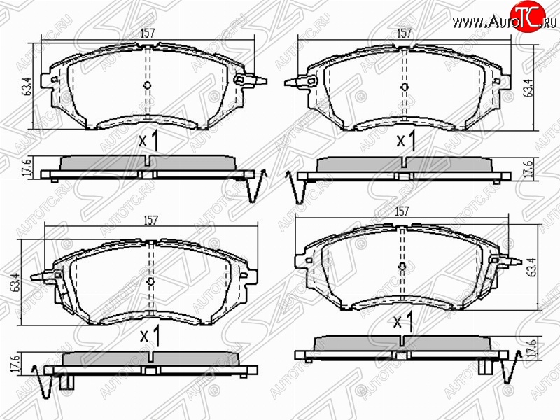 1 699 р. Колодки тормозные (передние) SAT  Subaru Legacy ( BL/B13,  BL,B13) - Tribeca  с доставкой в г. Королёв