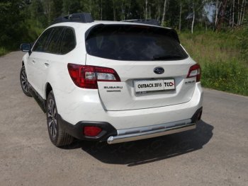 Защита заднего бампера (овальная) ТСС (нержавейка d 75х42 мм) Subaru Outback BS/B15 дорестайлинг универсал (2014-2018)