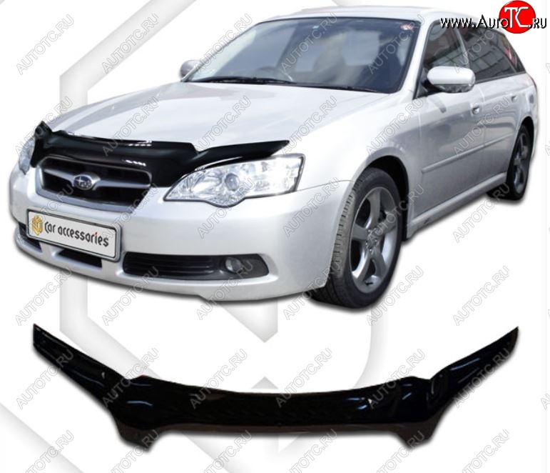 2 099 р. Дефлектор капота CA-Plastiс  Subaru Outback  BP (2003-2006) дорестайлинг универсал (Classic черный, Без надписи)  с доставкой в г. Королёв