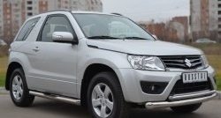 21 349 р. Защита переднего бампера (2 трубыØ76 и 42 мм, нержавейка) SLITKOFF  Suzuki Grand Vitara  JT (2012-2016) 3 двери 2-ой рестайлинг  с доставкой в г. Королёв. Увеличить фотографию 2