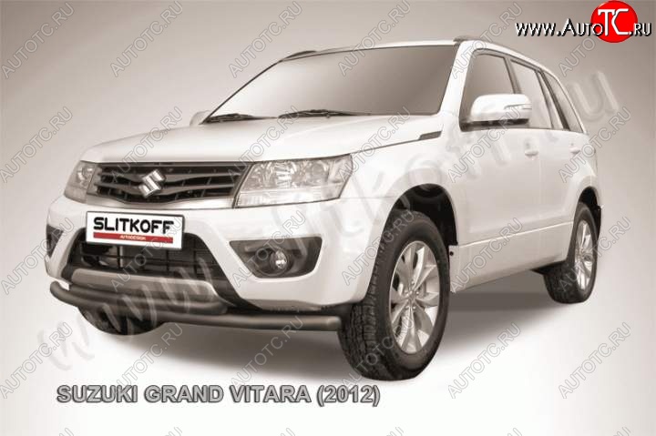 8 999 р. Защита переднего бампер Slitkoff  Suzuki Grand Vitara ( JT 5 дверей,  JT) (2012-2016) 2-ой рестайлинг, 3 двери 2-ой рестайлинг (Цвет: серебристый)  с доставкой в г. Королёв