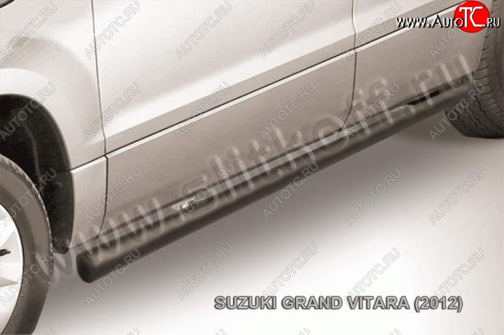 10 949 р. Защита порогов Slitkoff Suzuki Grand Vitara JT 5 дверей 2-ой рестайлинг (2012-2016) (Цвет: серебристый)  с доставкой в г. Королёв