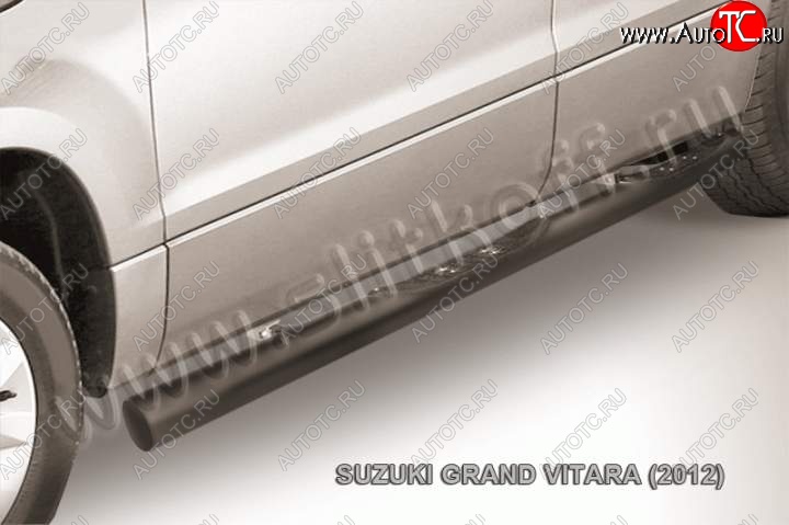 13 749 р. Защита порогов Slitkoff  Suzuki Grand Vitara  JT 5 дверей (2012-2016) 2-ой рестайлинг (Цвет: серебристый)  с доставкой в г. Королёв