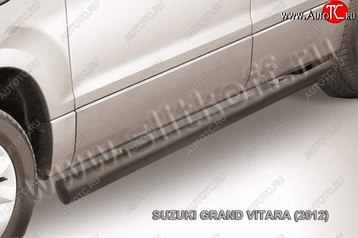 11 749 р. Защита порогов Slitkoff Suzuki Grand Vitara JT 5 дверей 2-ой рестайлинг (2012-2016) (Цвет: серебристый)  с доставкой в г. Королёв