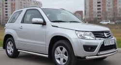 14 849 р. Защита порогов из круглой трубы диаметром 63 мм (3 дв.) Russtal Suzuki Grand Vitara JT 3 двери 2-ой рестайлинг (2012-2016) (Защита порогов с со скосами на торцах (вариант 1))  с доставкой в г. Королёв. Увеличить фотографию 3