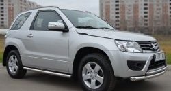 14 849 р. Защита порогов из круглой трубы диаметром 63 мм (3 дв.) Russtal Suzuki Grand Vitara JT 3 двери 2-ой рестайлинг (2012-2016) (Защита порогов с со скосами на торцах (вариант 1))  с доставкой в г. Королёв. Увеличить фотографию 5