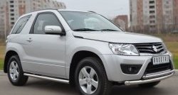 14 849 р. Защита порогов из круглой трубы диаметром 63 мм (3 дв.) Russtal Suzuki Grand Vitara JT 3 двери 2-ой рестайлинг (2012-2016) (Защита порогов с со скосами на торцах (вариант 1))  с доставкой в г. Королёв. Увеличить фотографию 9