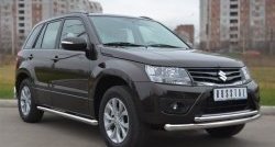 14 849 р. Защита порогов из круглой трубы диаметром 63 мм (5 дв.) Russtal Suzuki Grand Vitara JT 5 дверей 2-ой рестайлинг (2012-2016) (Защита порогов с со скосами на торцах (вариант 1))  с доставкой в г. Королёв. Увеличить фотографию 4