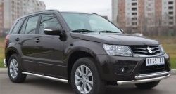 14 849 р. Защита порогов из круглой трубы диаметром 63 мм (5 дв.) Russtal Suzuki Grand Vitara JT 5 дверей 2-ой рестайлинг (2012-2016) (Защита порогов с со скосами на торцах (вариант 1))  с доставкой в г. Королёв. Увеличить фотографию 8