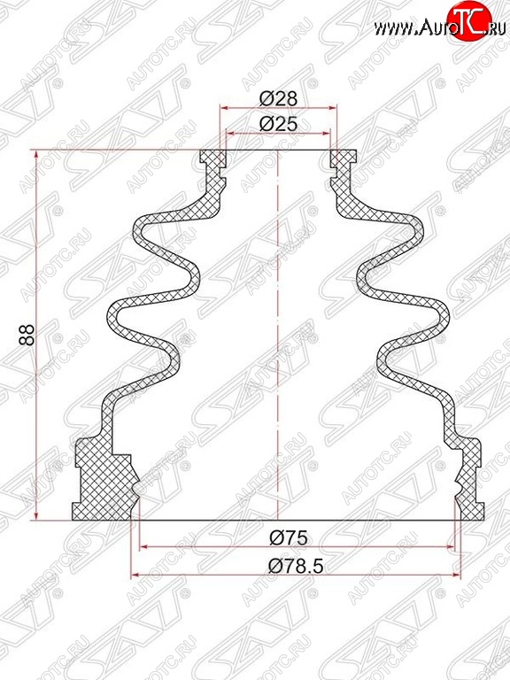 439 р. Пыльник ШРУСа (внутренний) SAT  Suzuki Grand Vitara ( FTB03 3 двери,  3TD62, TL52 5 дверей,  JT 5 дверей,  JT 3 двери) (1997-2012), Toyota Mark 2  X100 (1996-2000)  с доставкой в г. Королёв