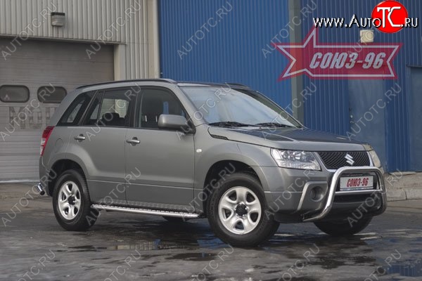 8 774 р. Защита переднего бампера Souz-96 (d60) Suzuki Grand Vitara JT 3 двери дорестайлинг (2005-2008)  с доставкой в г. Королёв