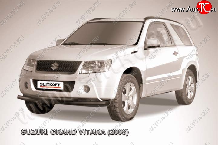 8 999 р. Защита переднего бампер Slitkoff  Suzuki Grand Vitara  JT 3 двери (2005-2008) дорестайлинг (Цвет: серебристый)  с доставкой в г. Королёв