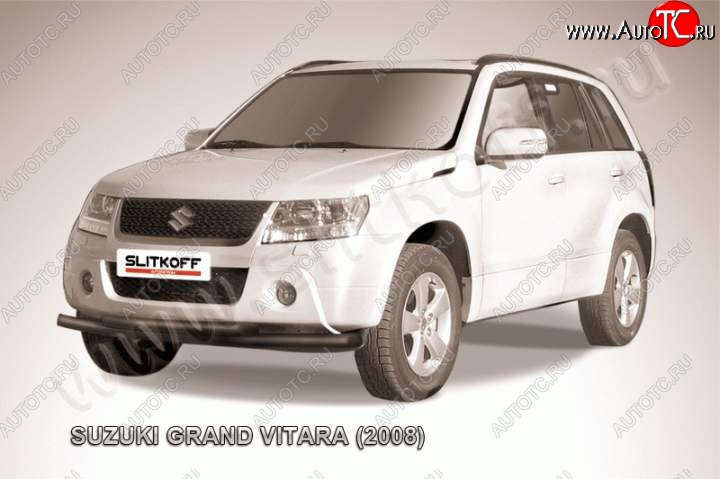 8 999 р. Защита переднего бампер Slitkoff  Suzuki Grand Vitara ( JT 3 двери,  JT 5 дверей) (2008-2012) 1-ый рестайлинг, 1-ый рестайлинг (Цвет: серебристый)  с доставкой в г. Королёв