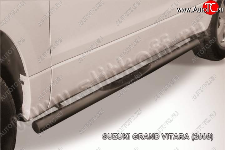 13 749 р. Защита порогов Slitkoff  Suzuki Grand Vitara  JT 3 двери (2005-2008) дорестайлинг (Цвет: серебристый)  с доставкой в г. Королёв