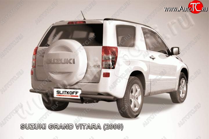 9 799 р. Защита задняя Slitkoff  Suzuki Grand Vitara  JT 3 двери (2005-2008) дорестайлинг (Цвет: серебристый)  с доставкой в г. Королёв