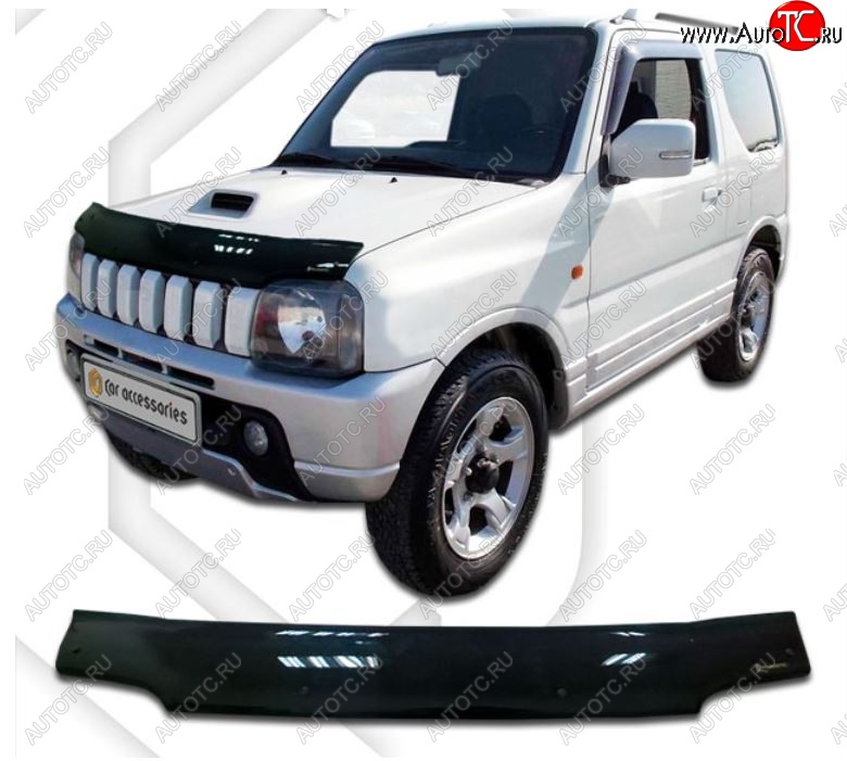 1 999 р. Дефлектор капота CA-Plastiс  Suzuki Jimny  JB23/JB43 (2002-2012) 1-ый рестайлинг (Classic черный, Без надписи)  с доставкой в г. Королёв