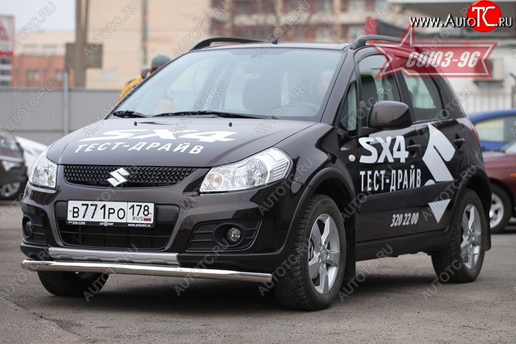 9 404 р. Защита переднего бампера одинарная Souz-96 (d60). Suzuki SX4 JYB, JYA хэтчбэк дорестайлинг (2013-2016)  с доставкой в г. Королёв