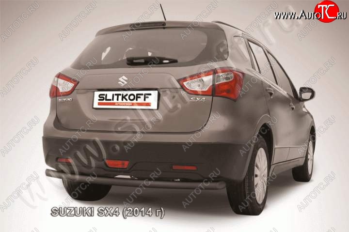 8 449 р. Защита задняя Slitkoff Suzuki SX4 JYB, JYA хэтчбэк дорестайлинг (2013-2016) (Цвет: серебристый)  с доставкой в г. Королёв