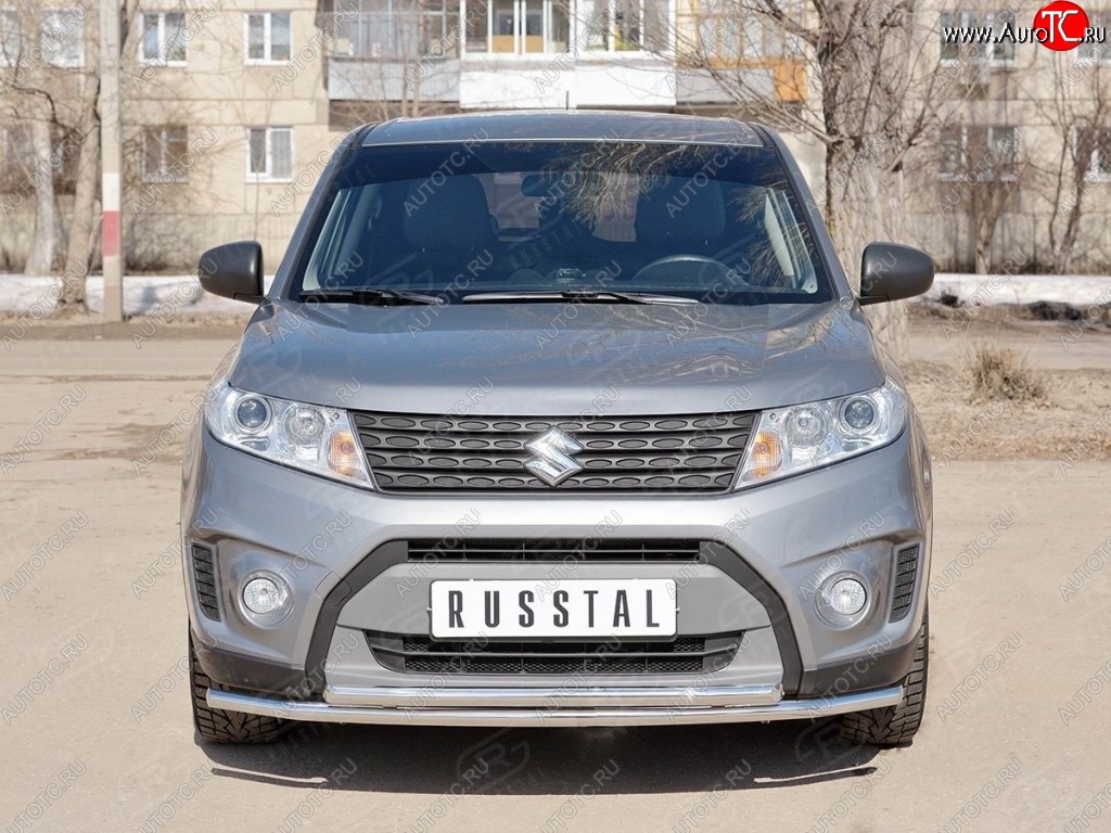 18 799 р. Защита переднего бампера (2 трубыØ42 мм, нержавейка) SLITKOFF  Suzuki Vitara  LY (2015-2019) дорестайлинг  с доставкой в г. Королёв