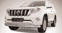 Двойная длинная защита переднего бампера (d76 и 57 мм) Slitkoff Toyota Land Cruiser Prado J150 1-ый рестайлинг (2013-2017)