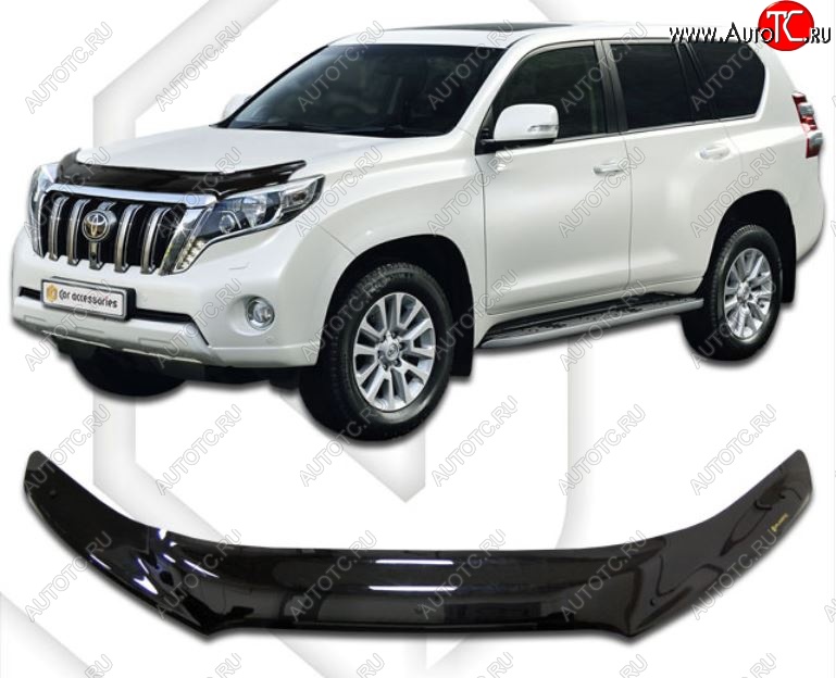 2 359 р. Дефлектор капота CA-Plastiс  Toyota Land Cruiser Prado  J150 (2013-2017) 1-ый рестайлинг (Classic черный, Без надписи)  с доставкой в г. Королёв